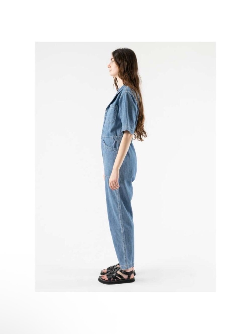 Alex Mill Standard Short Sleeve Denim Jumpsuit Coveralls Flight Suit Small - Picture 2 of 10